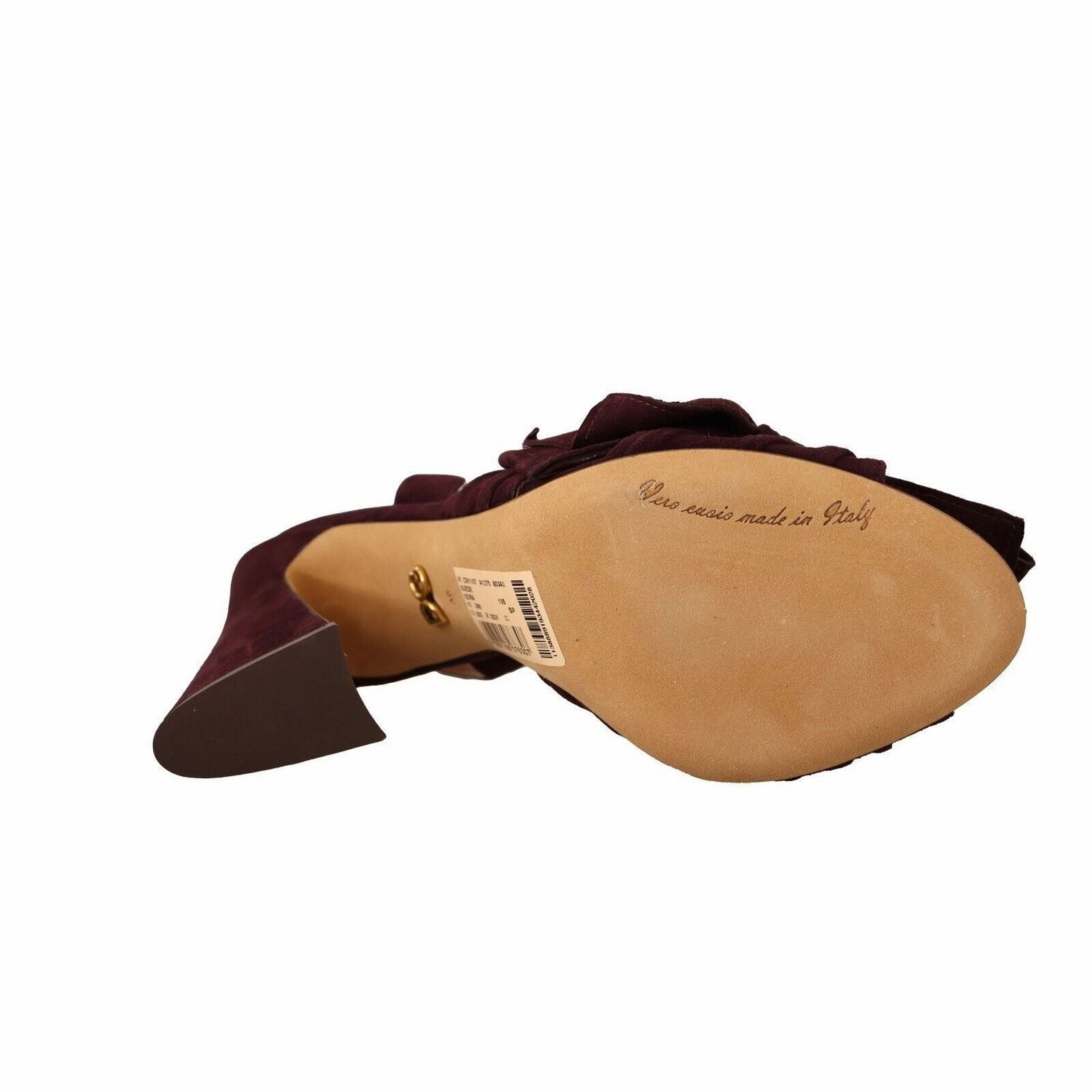 Calf High Boots With Heel Dolce & Gabbana Dark Purple Suede Ankle Strap Sandals Shoes