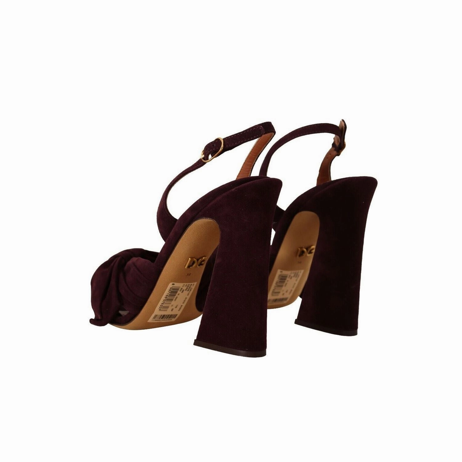Ballet High Heels Dolce & Gabbana Dark Purple Suede Ankle Strap Sandals Shoes