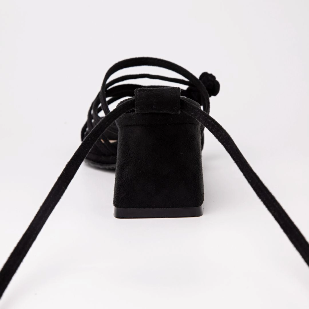 High Heeled Sneakers Double Chinese Knot Heels (Black Suede)