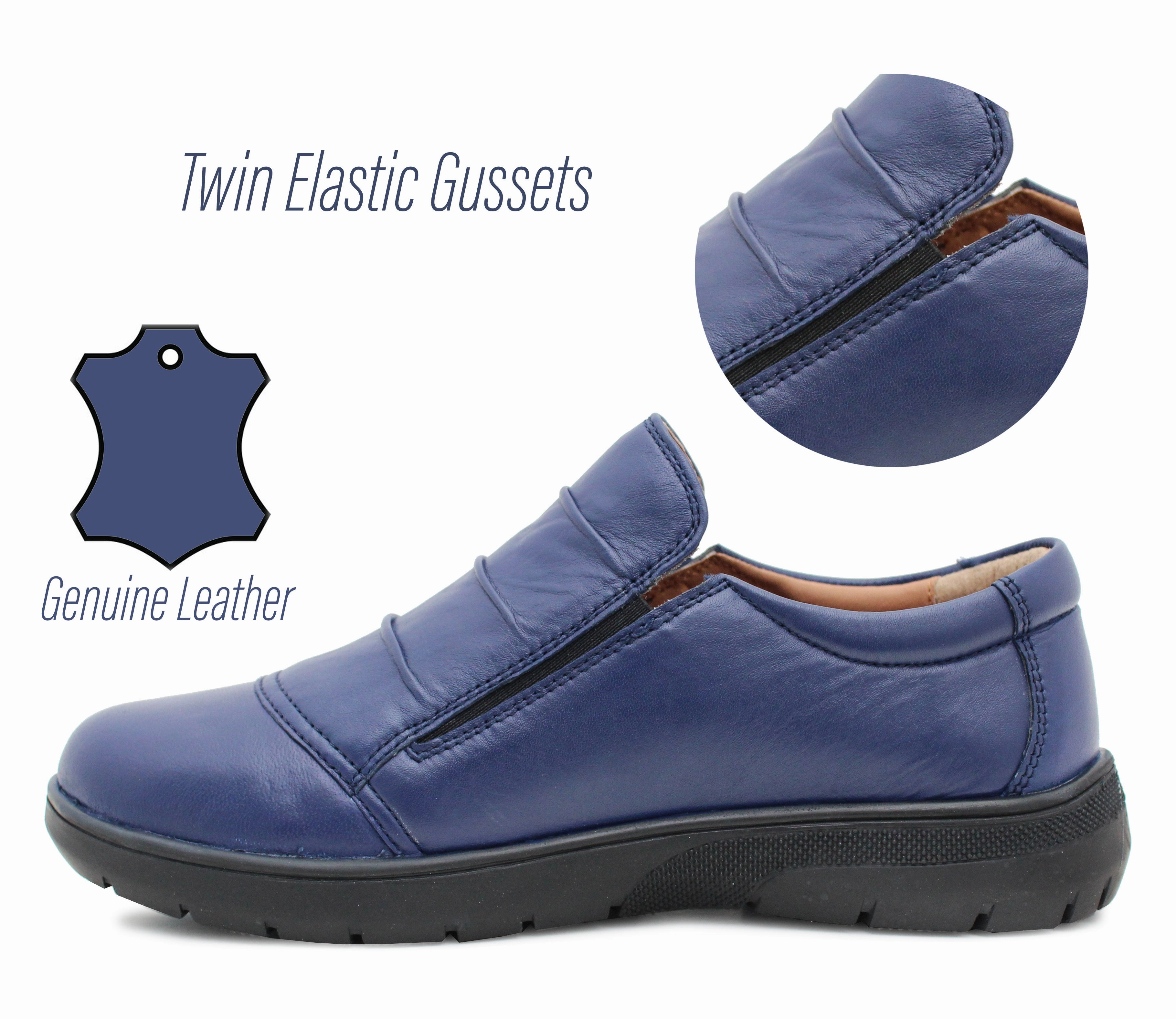 Dr Keller Womens Genuine Leather Navy Touch Fasten Loafers Flat Ladies Office Nurse Casual Shoes Gucci Tassel Loafers