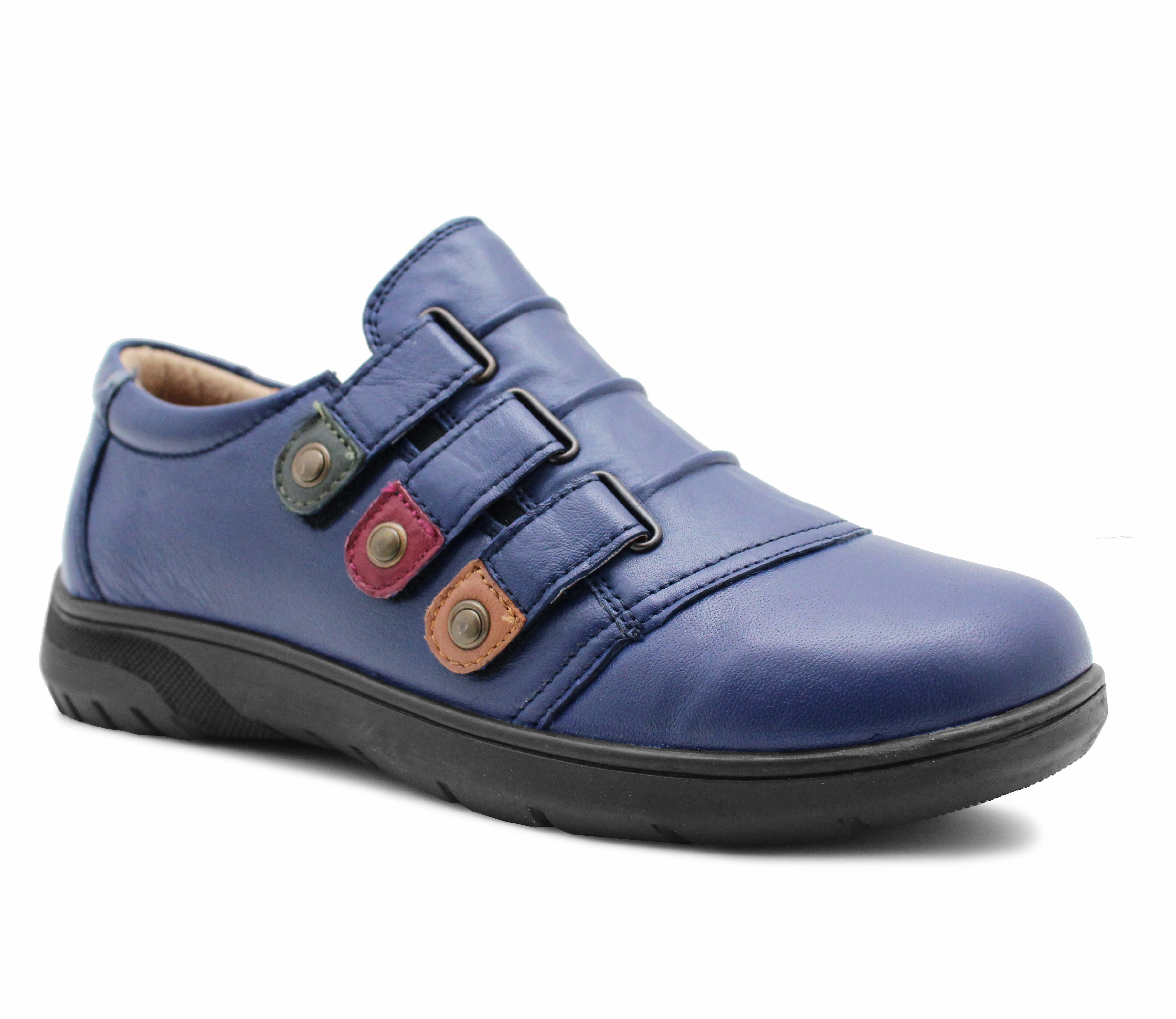 Dr Keller Womens Genuine Leather Navy Touch Fasten Loafers Flat Ladies Office Nurse Casual Shoes Italy Loafers