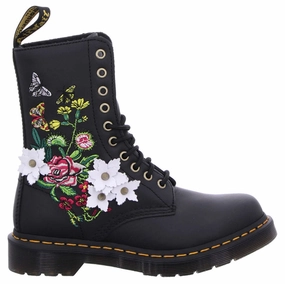 Dr. Martens 1490 Floral Bloom Nappa Leather Women's Mid-Calf Boots Fur Boots For Winter
