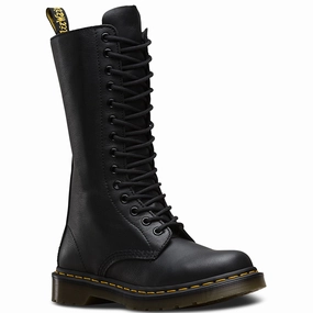 Rounded Toe Boots Dr. Martens 1B99 Virginia Leather Women's Mid Calf Black Boots