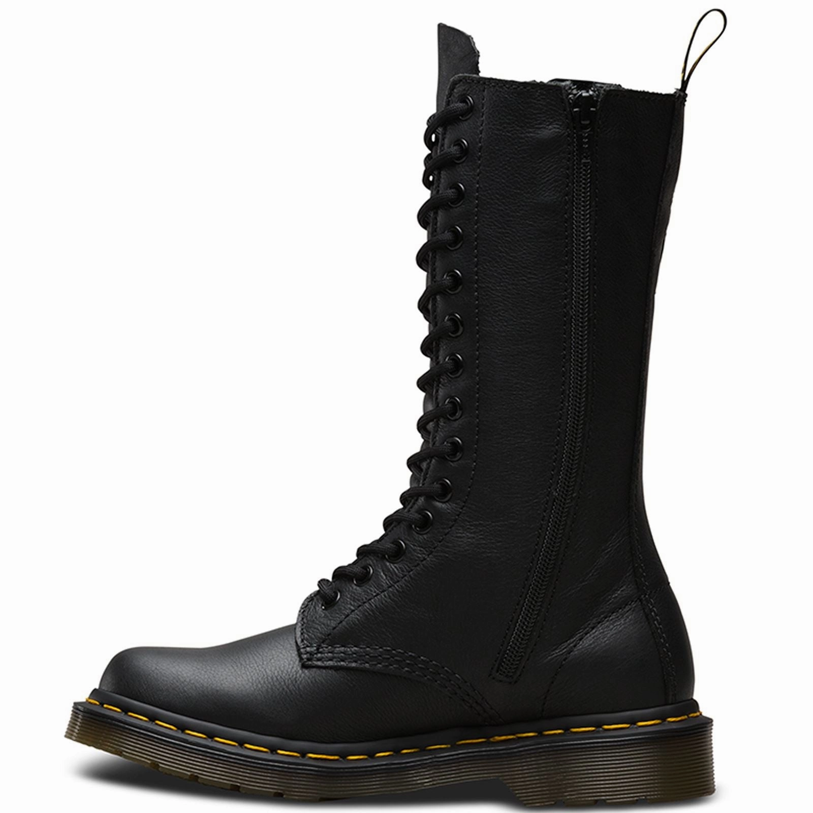 Dr. Martens 1B99 Virginia Leather Women's Mid Calf Black Boots Platform Western Boots