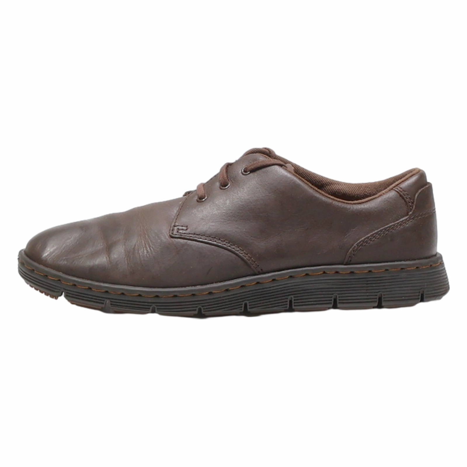 DR MARTENS Backline Lo Derby Shoes Brown Leather Mens UK 8 Threaded Derby Shoes