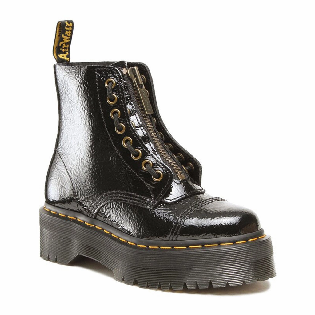 Dr. Martens Sinclair Distressed Patent Leather Women's Platform Boots Heel Platform Ankle Boots