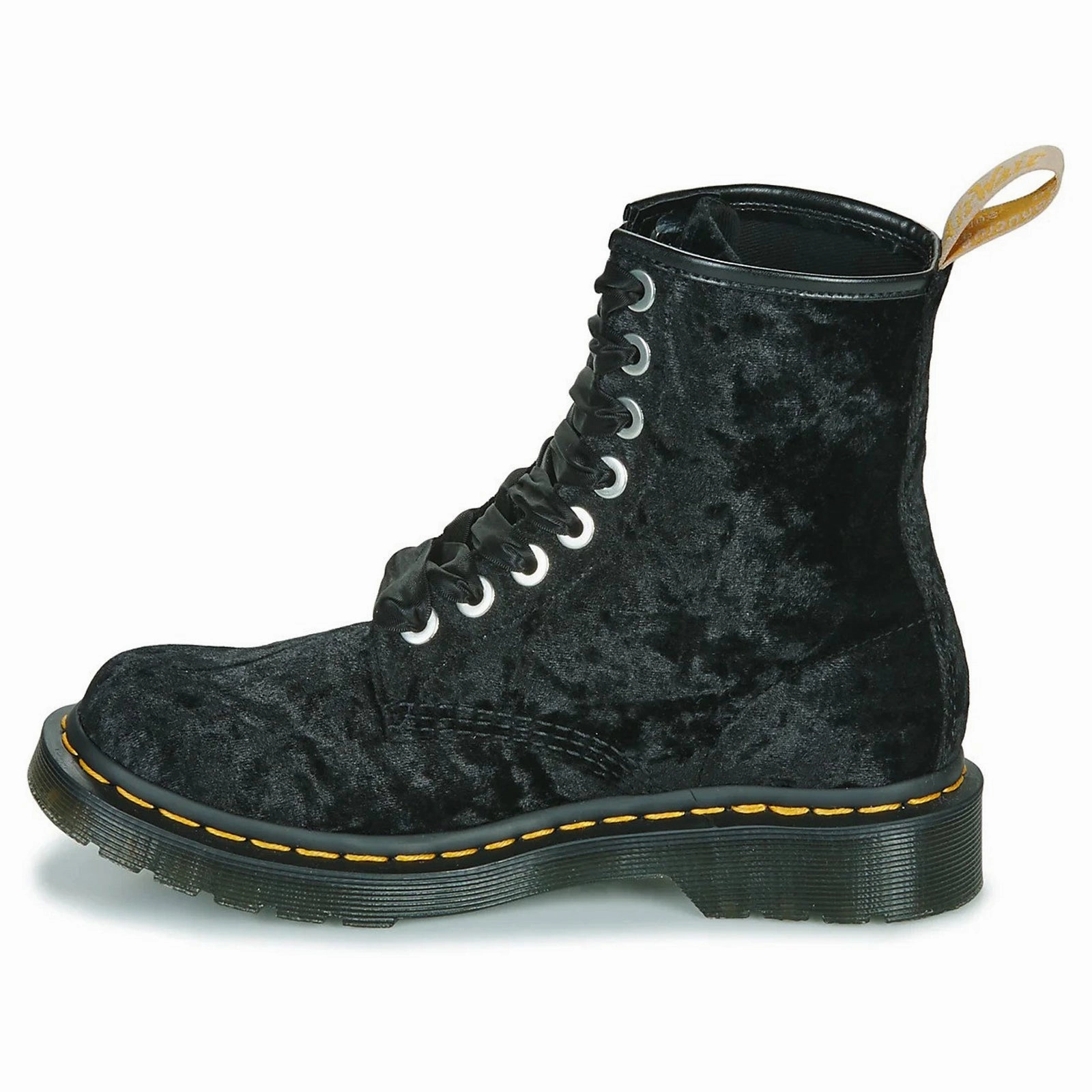 Suede Wingtip Ankle Boots Dr. Martens Vegan 1460 Crushed Velvet Women's Black Ankle Boots