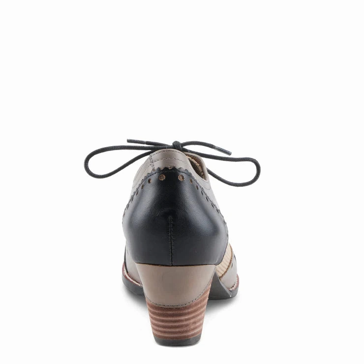 Spring Step Women's Bardot Tie Pump in Black Multi Ghillie Lace Up Shoes