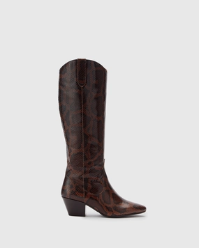 Saffron Knee High Boots in Snake Print Leather Uniqlo Knee High Boots