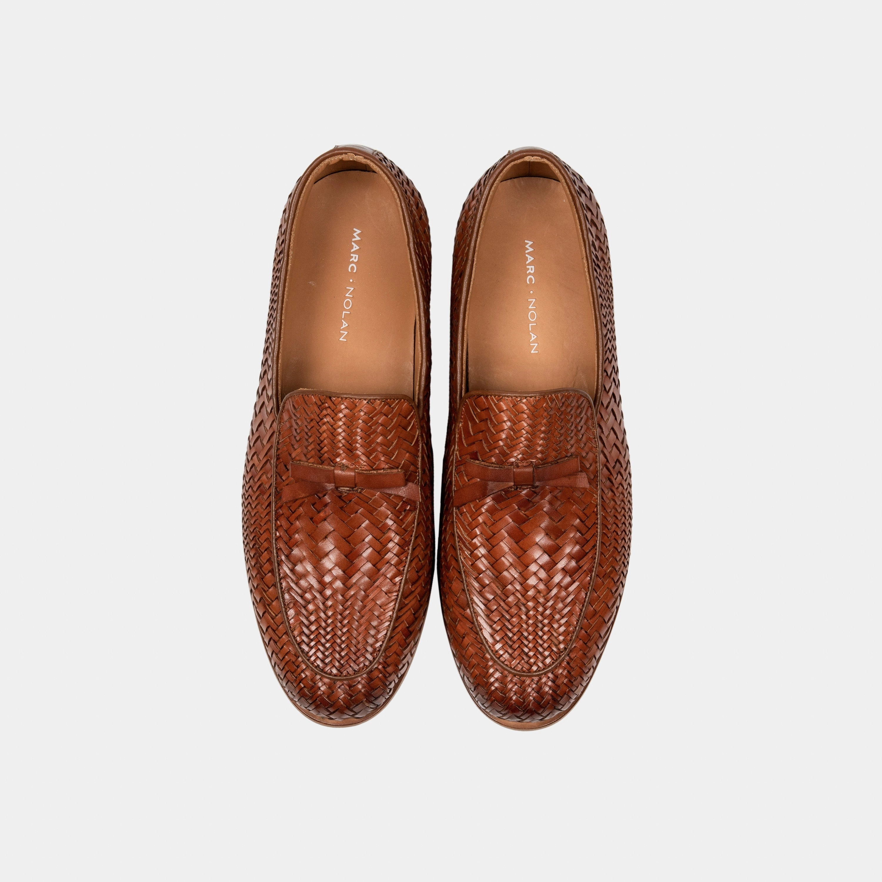 Memory Foam Loafers Odell Caramel Woven Leather Belgian Loafers