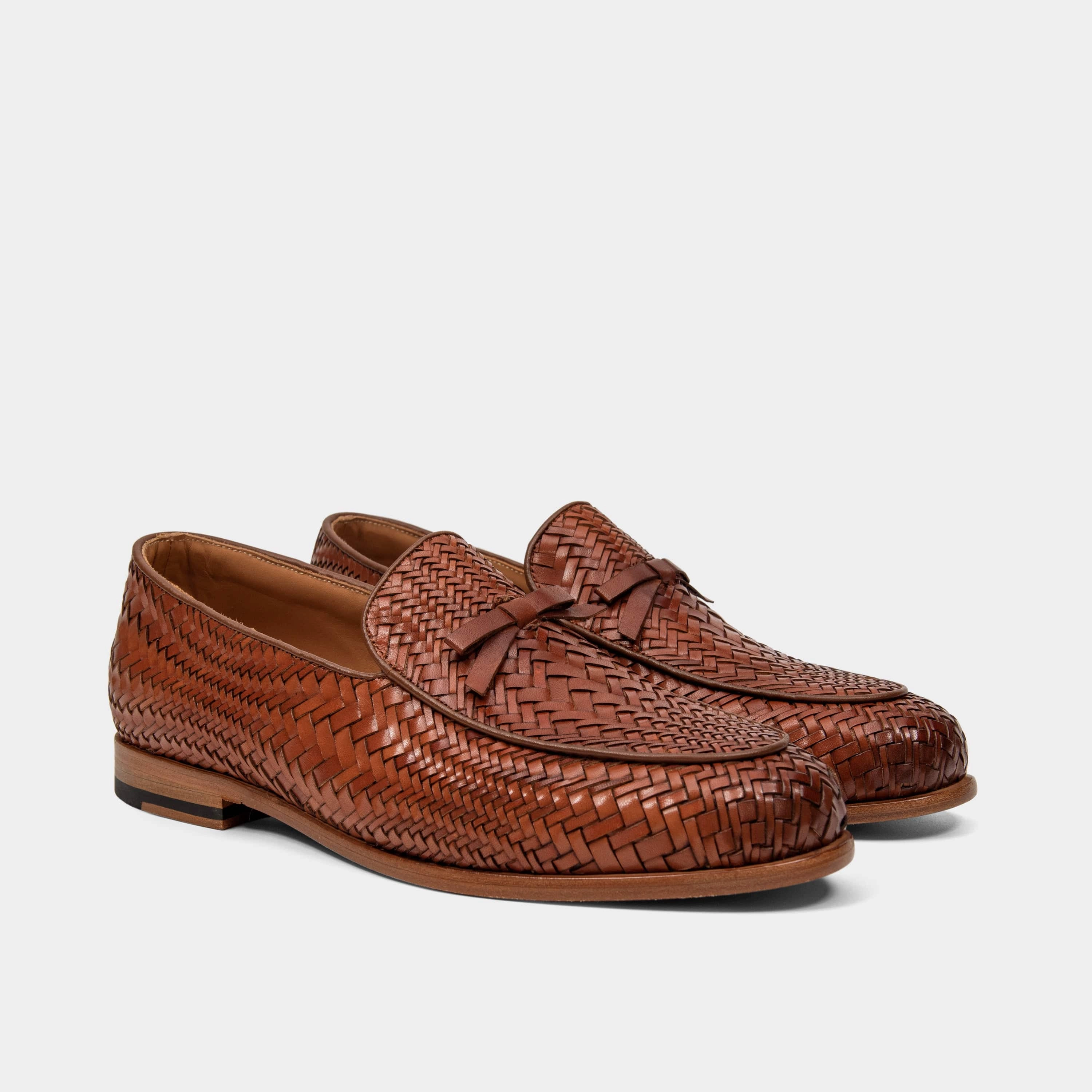 Odell Caramel Woven Leather Belgian Loafers Asos Slip On Loafers