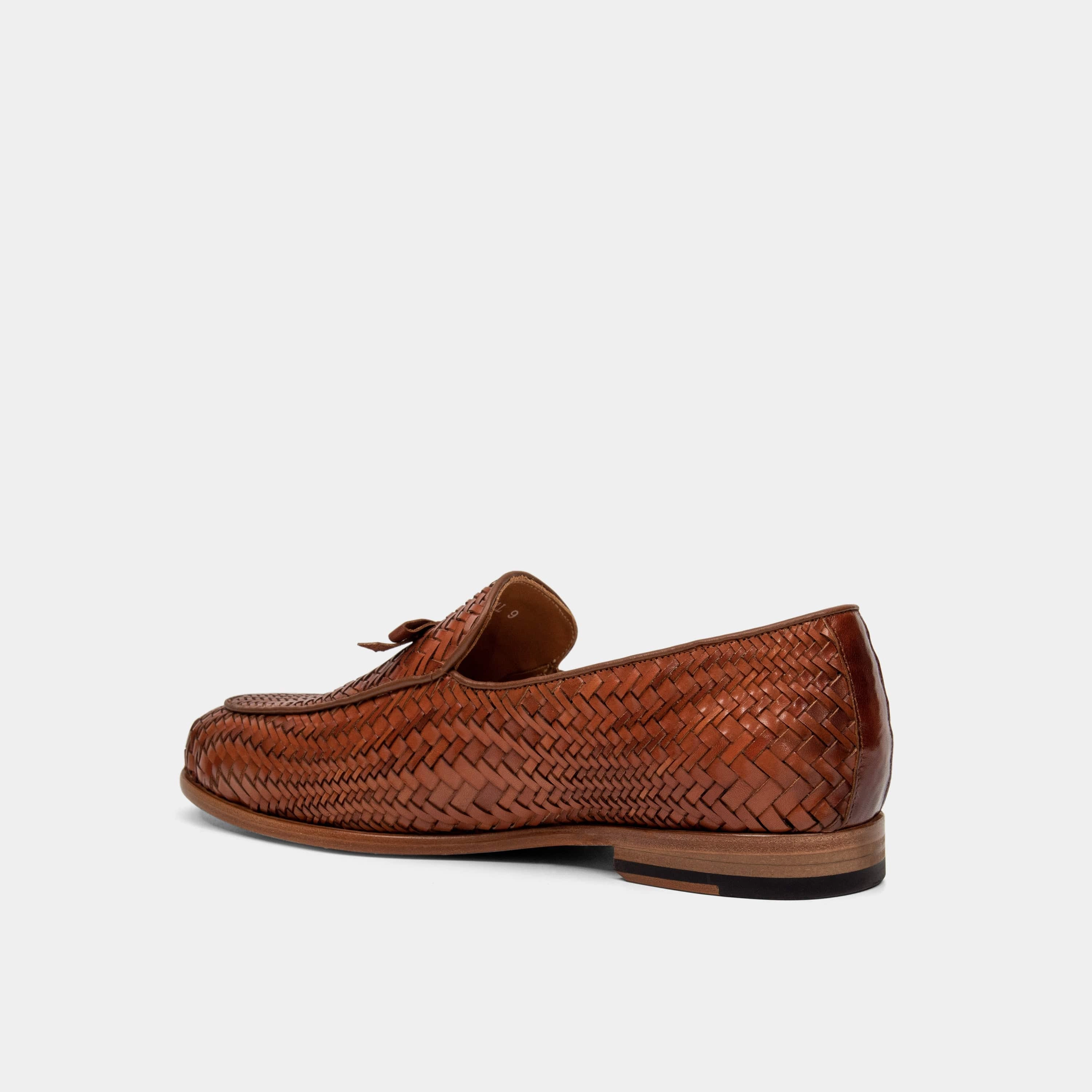 Brooklyn Loafers Odell Caramel Woven Leather Belgian Loafers