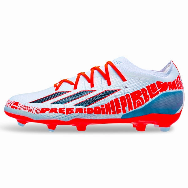 adidas Jr. X Speedportal Messi.1 Firm Ground Soccer Cleats (White/Solar Red) Soccer Cleats Made In Usa