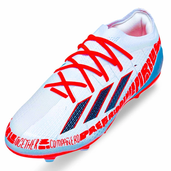 adidas Jr. X Speedportal Messi.1 Firm Ground Soccer Cleats (White/Solar Red) Modells Indoor Soccer Cleats