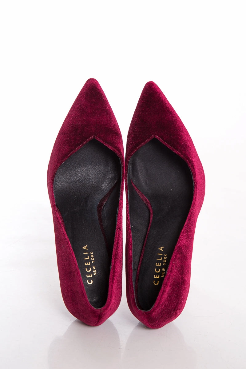 Cecilia Burgundy Velvet Pointed-Toe Heels SZ 8 Tap Dance High Heels