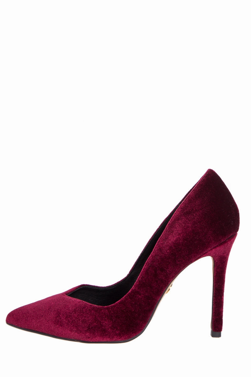 Hogtied High Heels Cecilia Burgundy Velvet Pointed-Toe Heels SZ 8