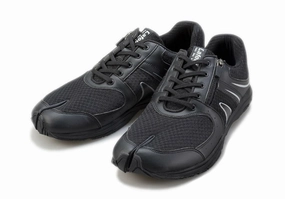 Running Shoes For Flat Wide Feet Lafeet Tabi - Black/Silver