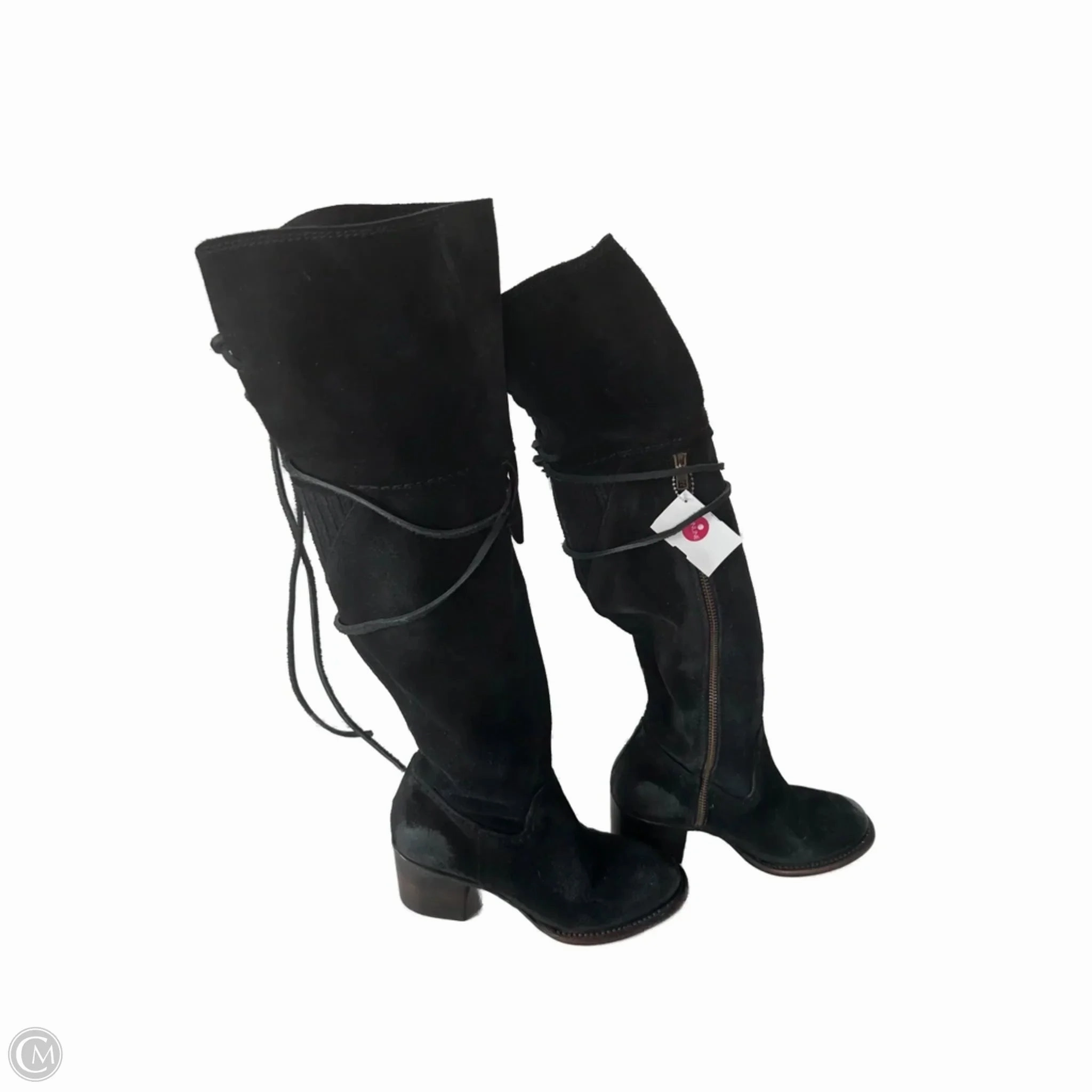 Boots Alligator Skin Boots Over-the-knee Heels By Freebird In Black, Size: 6