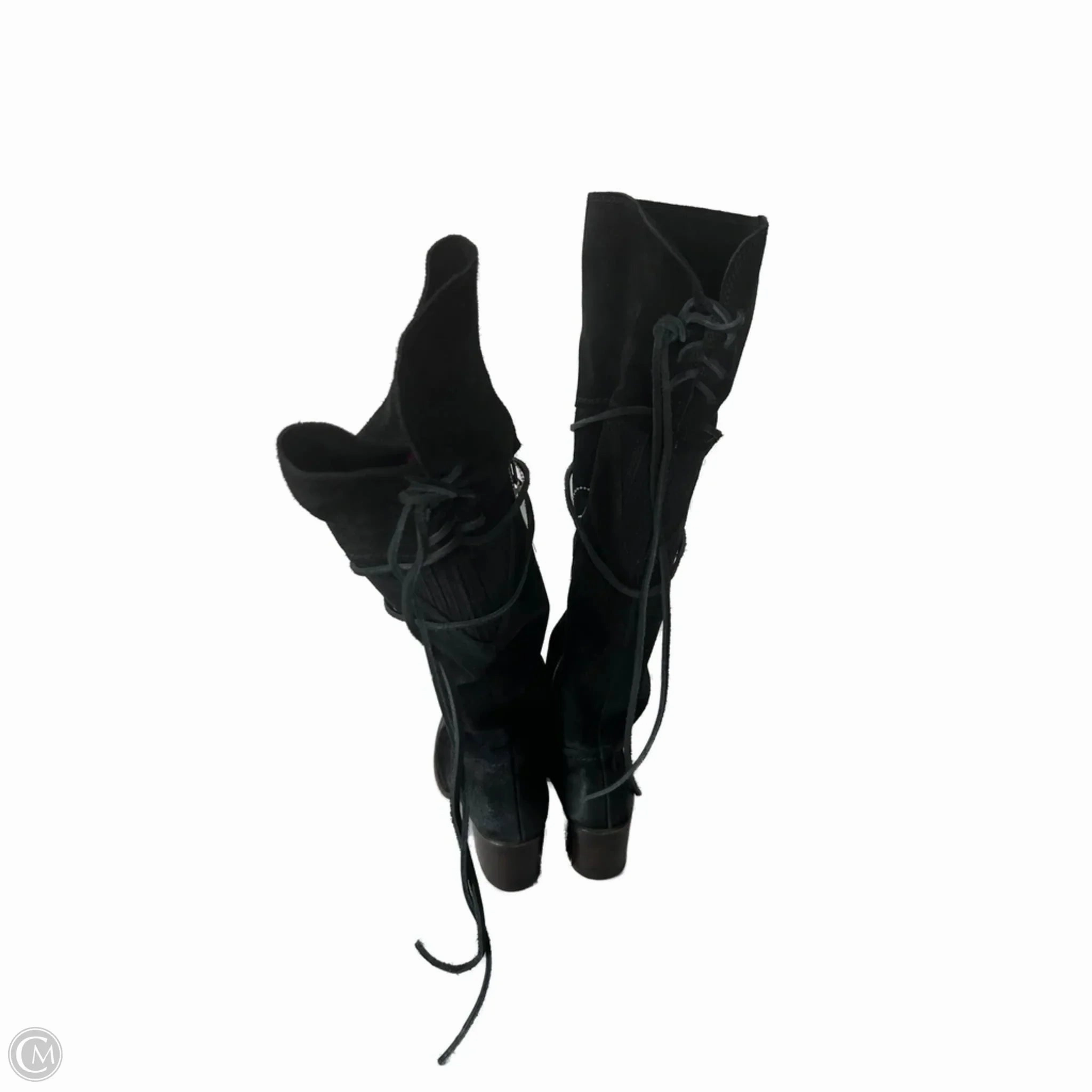 White Country Boots Boots Over-the-knee Heels By Freebird In Black, Size: 6