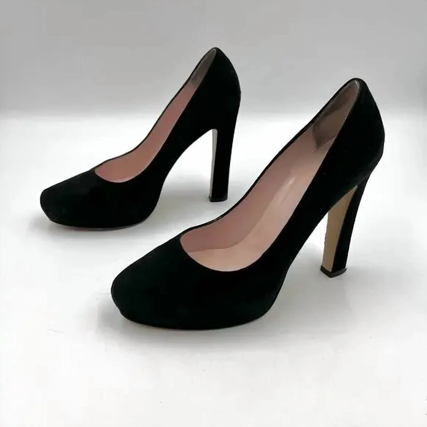 High Heels With Ankle Strap Women's Nessle Pumps Suede Heels In Black Suede