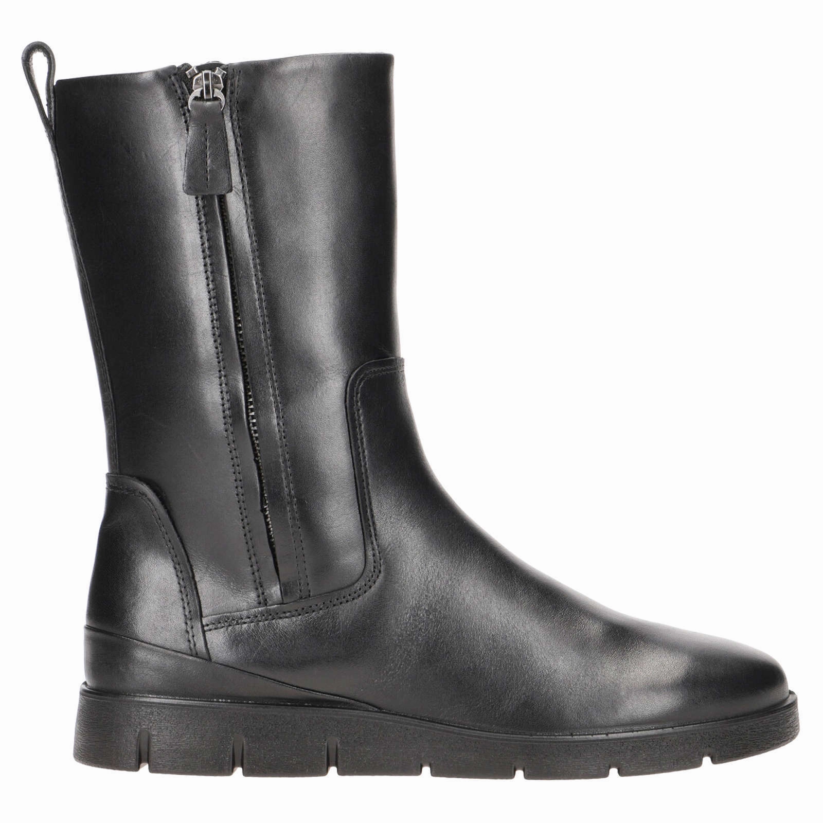 Ecco Bella Smooth Full Grain Leather Women's Zip Up Mid Calf Boots High Heel Knee High Boots