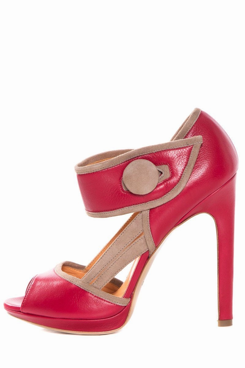 Edmundo Castillo  Red & Tan Leather Peep Toe Heels SZ 37 High Heels Loafers