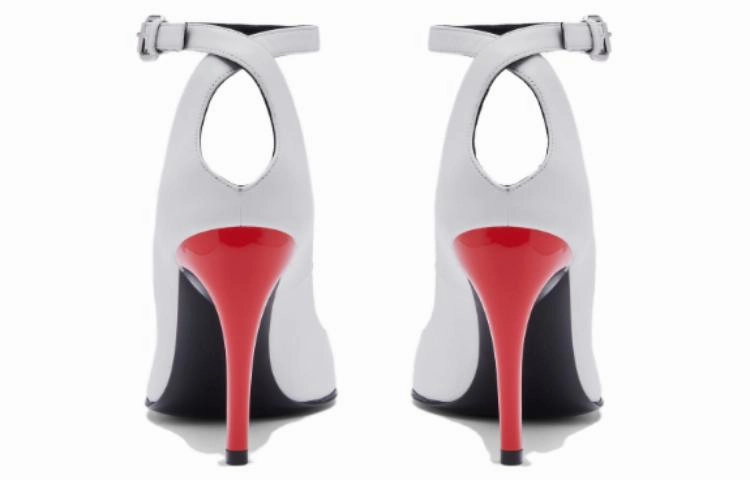 High Thigh Heels (WMNS) Alexander McQueen Armadillo Ankle Strap Heels 'Black Silver Red' 780679WIEX48740 #