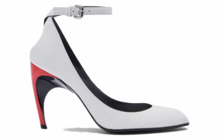(WMNS) Alexander McQueen Armadillo Ankle Strap Heels 'Black Silver Red' 780679WIEX48740 # High Heeled Wedge Boots