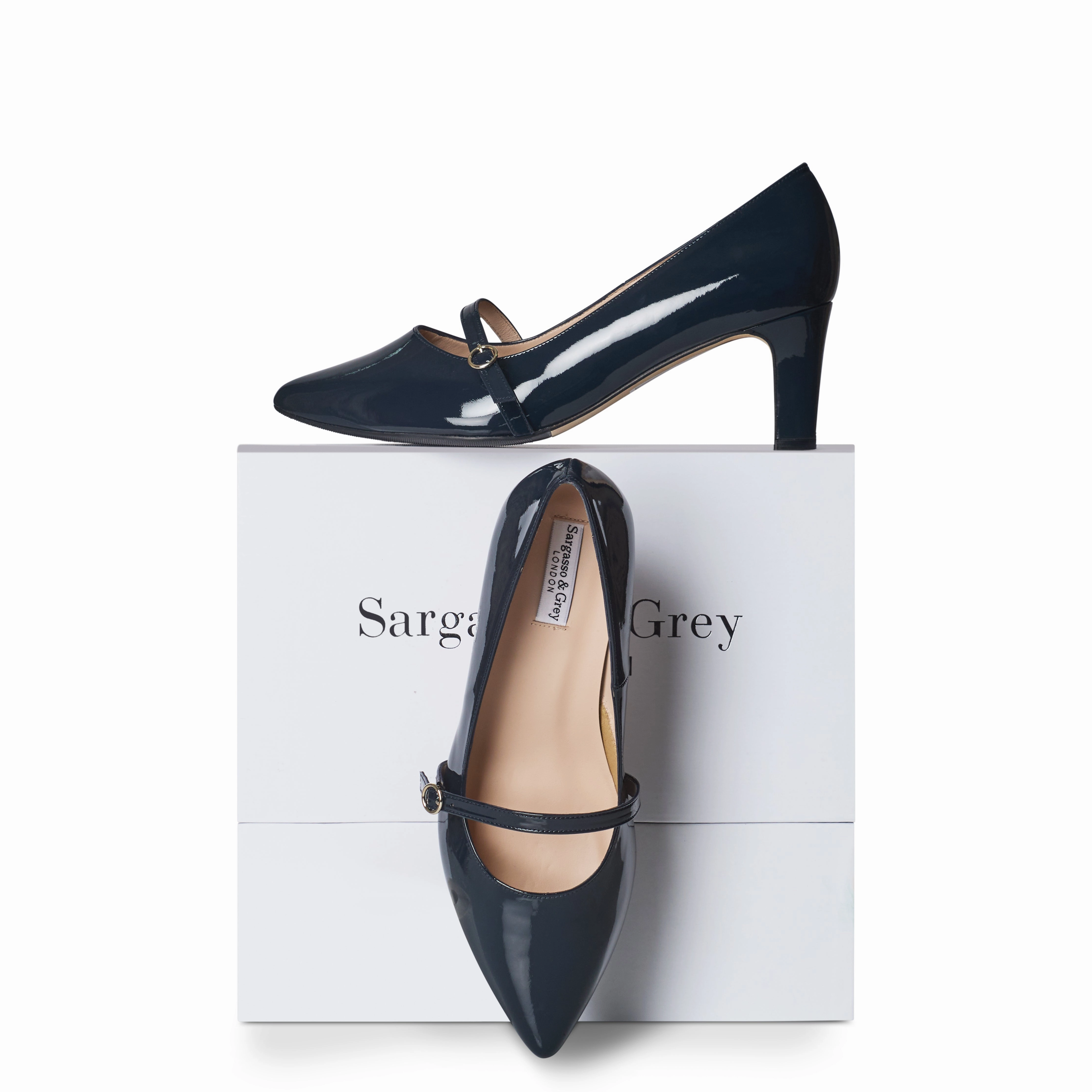 Sandal High Heels Stevie Extra-Wide Fit Court Shoe  Navy Patent Leather