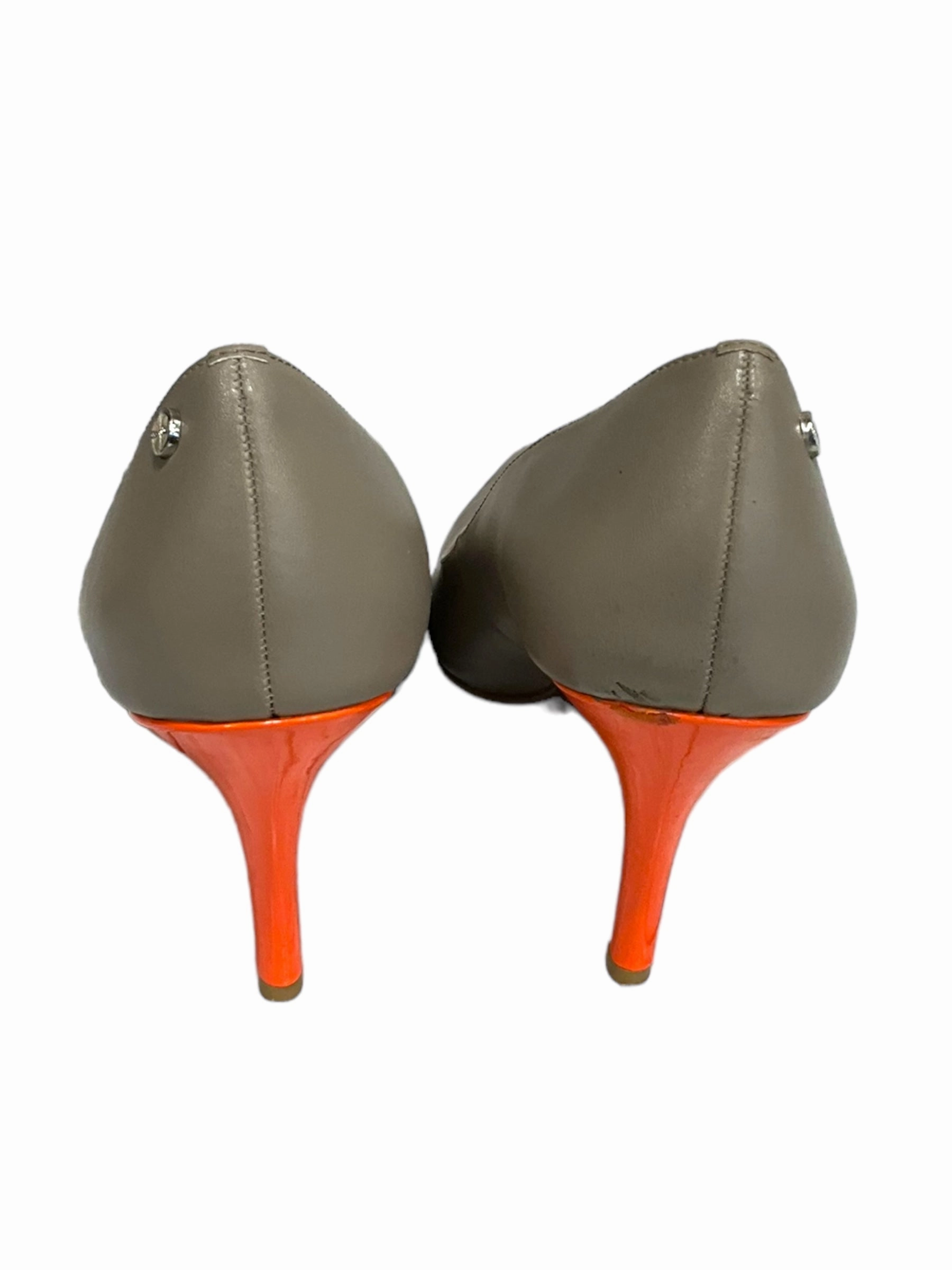 High Heel Knee High Gladiator Sandals Taupe Shoes Heels Stiletto Calvin Klein, Size 9.5