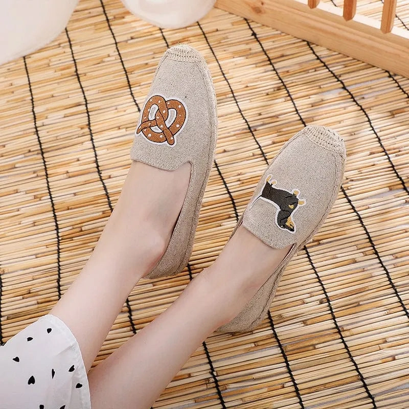 Loafers Gold Embroidered Dachshund Shoes