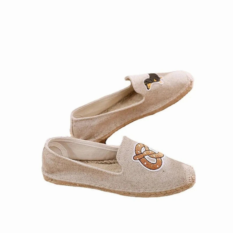 Loafers Office Shoes Embroidered Dachshund Shoes