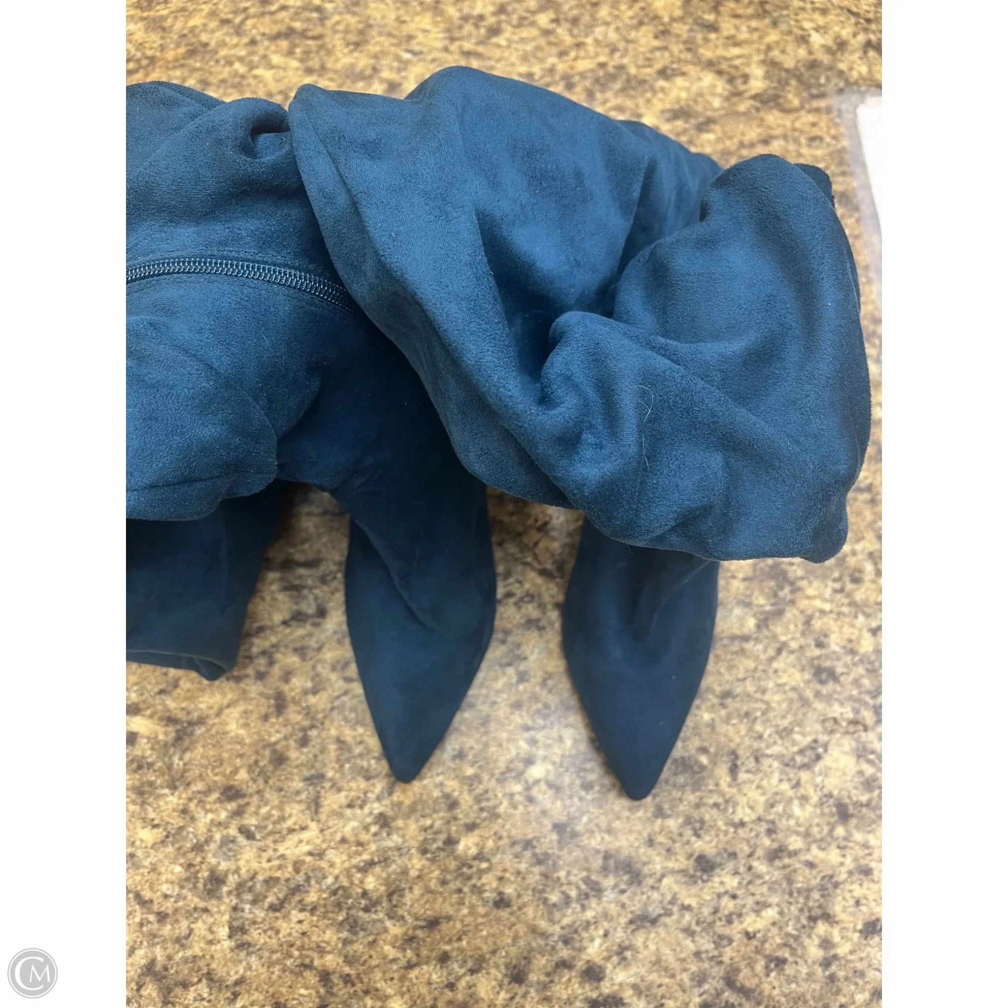 Real Leather Cowgirl Boots Boots Over-the-knee Heels By Shoedazzle In Blue, Size: 8.5