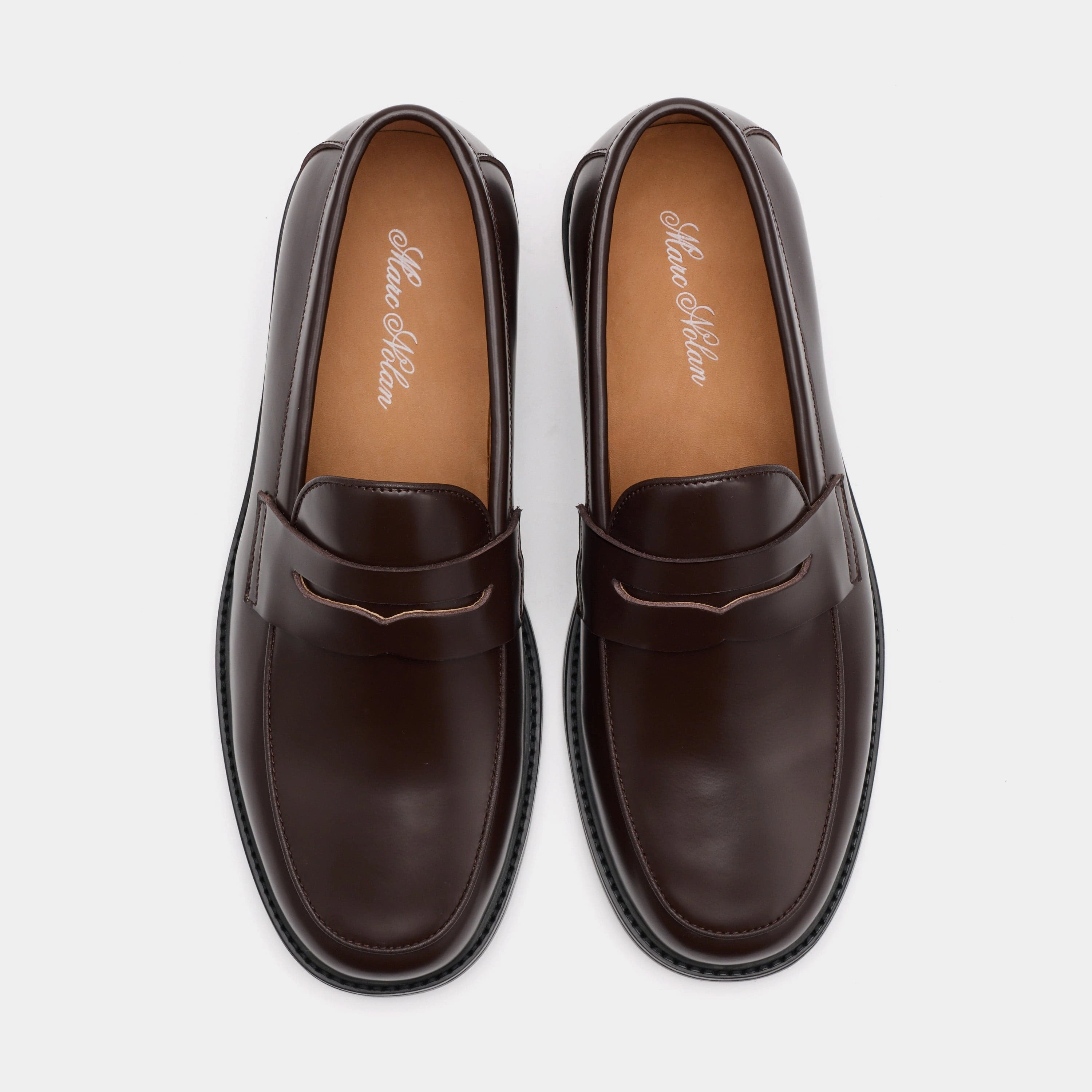 Light In His Loafers Calum Chocolate Brown Leather Penny Loafers