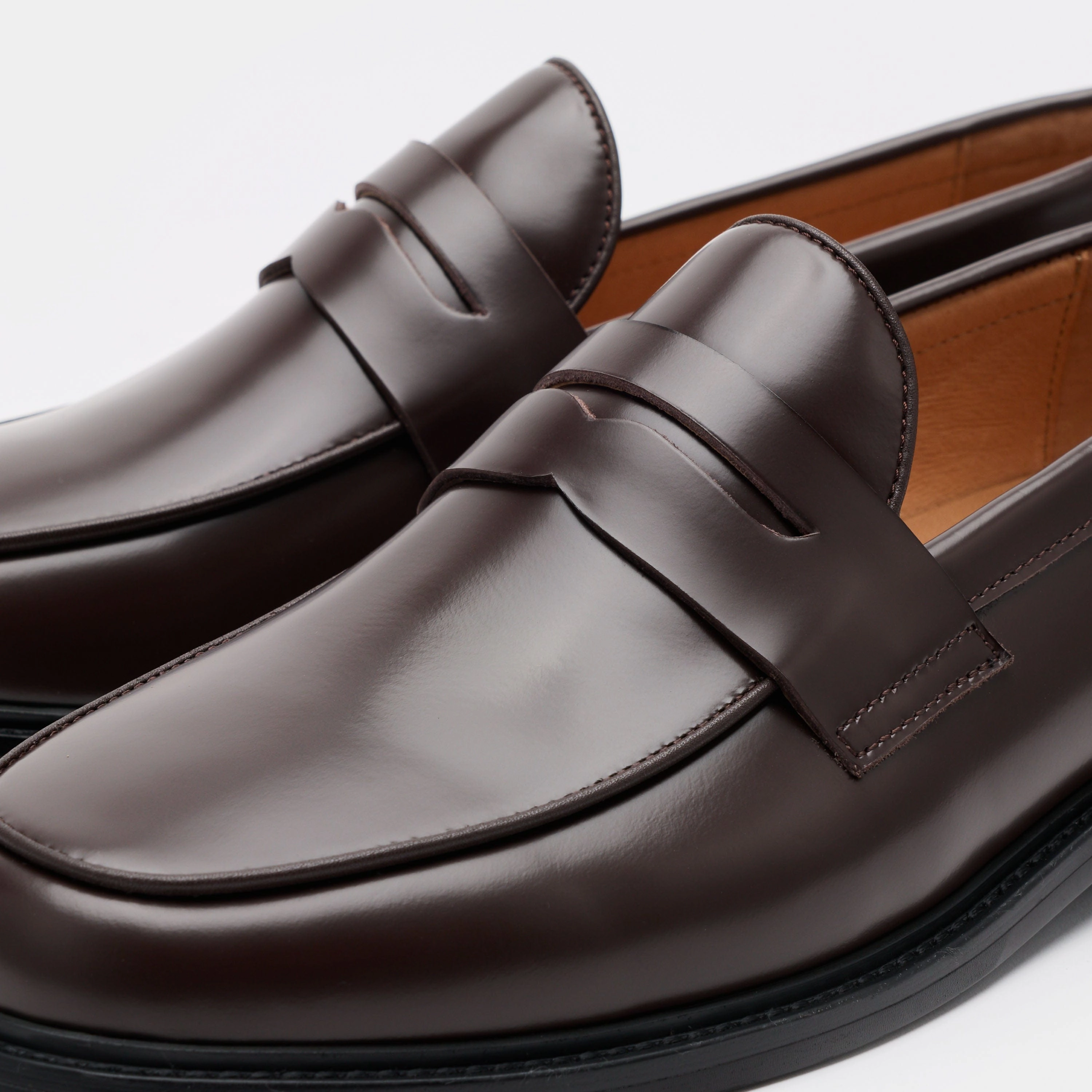 Horsebit Accent Loafers Calum Chocolate Brown Leather Penny Loafers