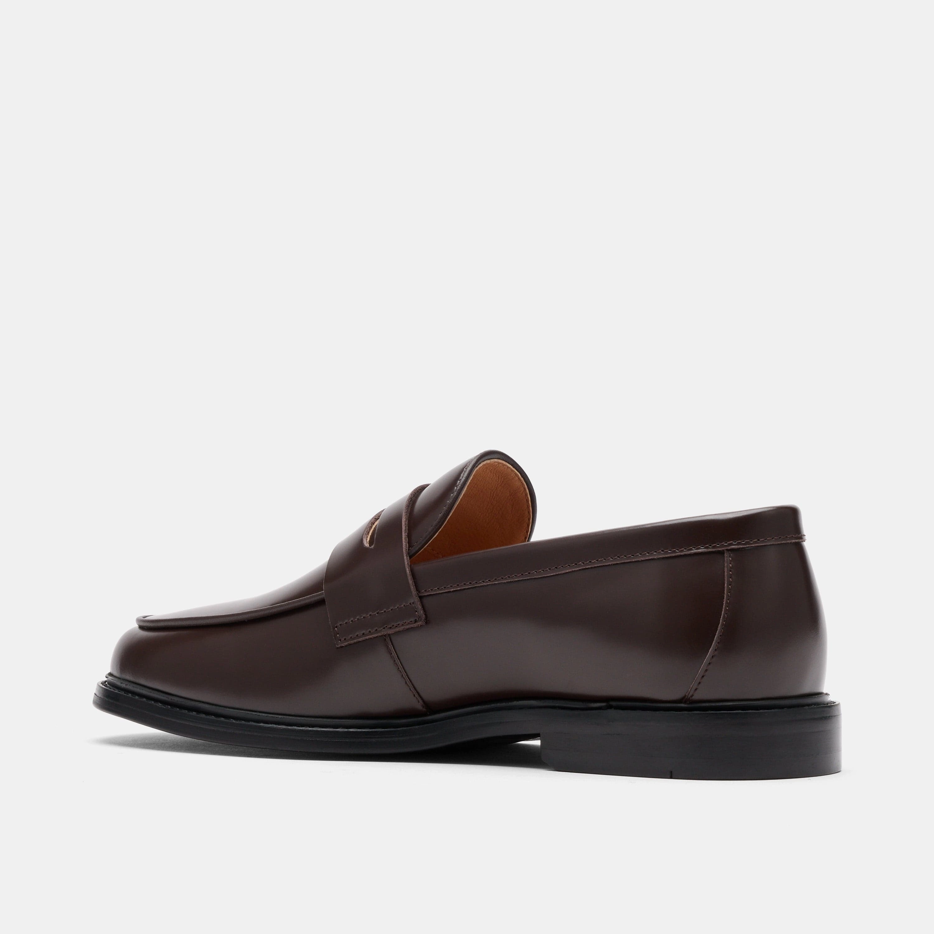 Calum Chocolate Brown Leather Penny Loafers Loafers Toe Split