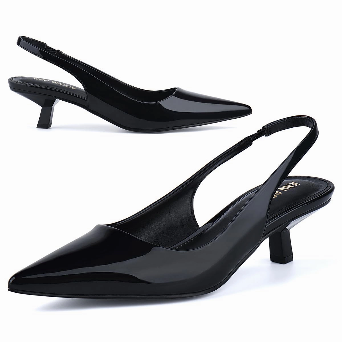 JENN ARDOR Slingback Kitten Heels for Women  1.9" Pointed Toe Low Heel Dress Pumps
