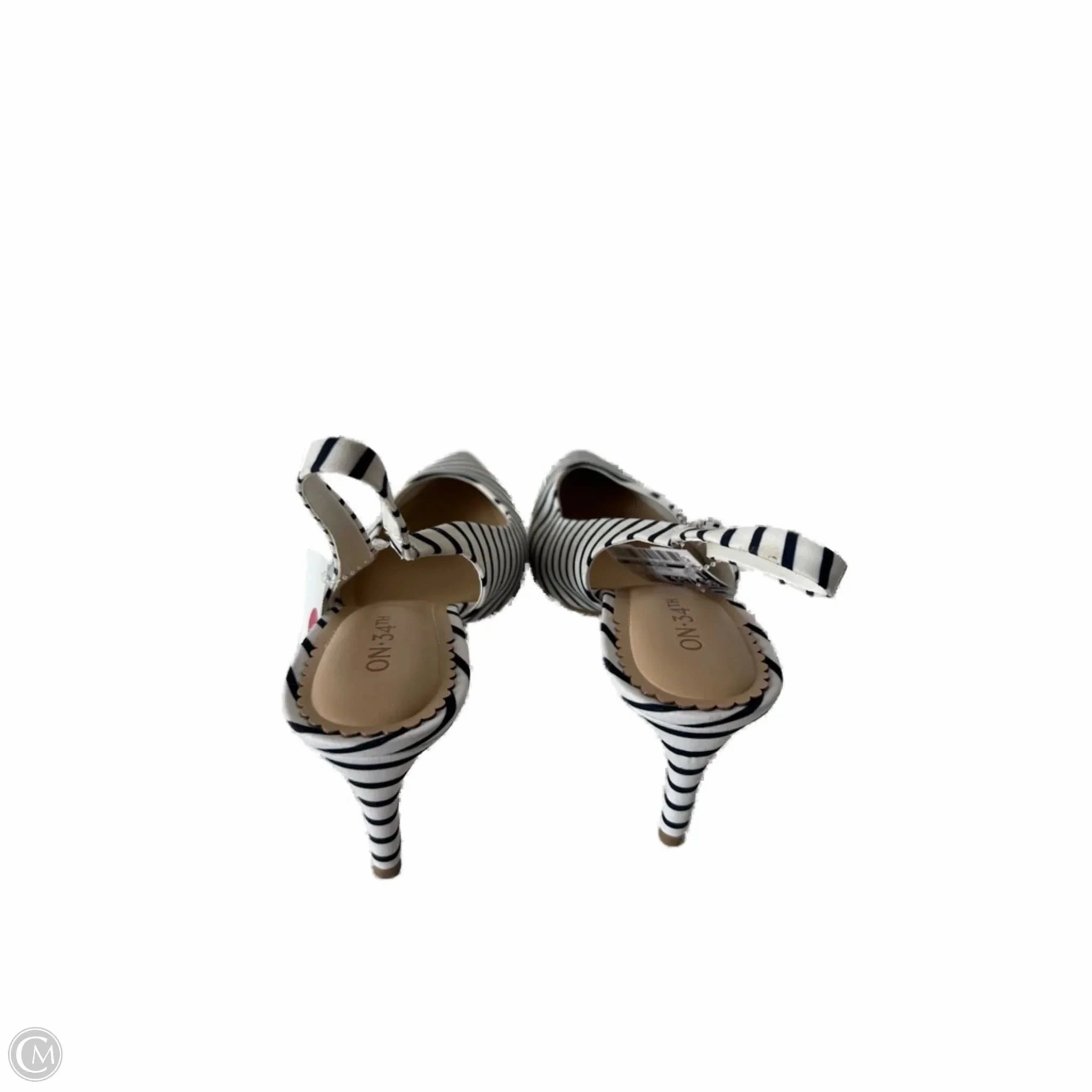 Shoes Heels Kitten By Clothes Mentor In Blue & White, Size: 9.5 World's Tallest High Heels