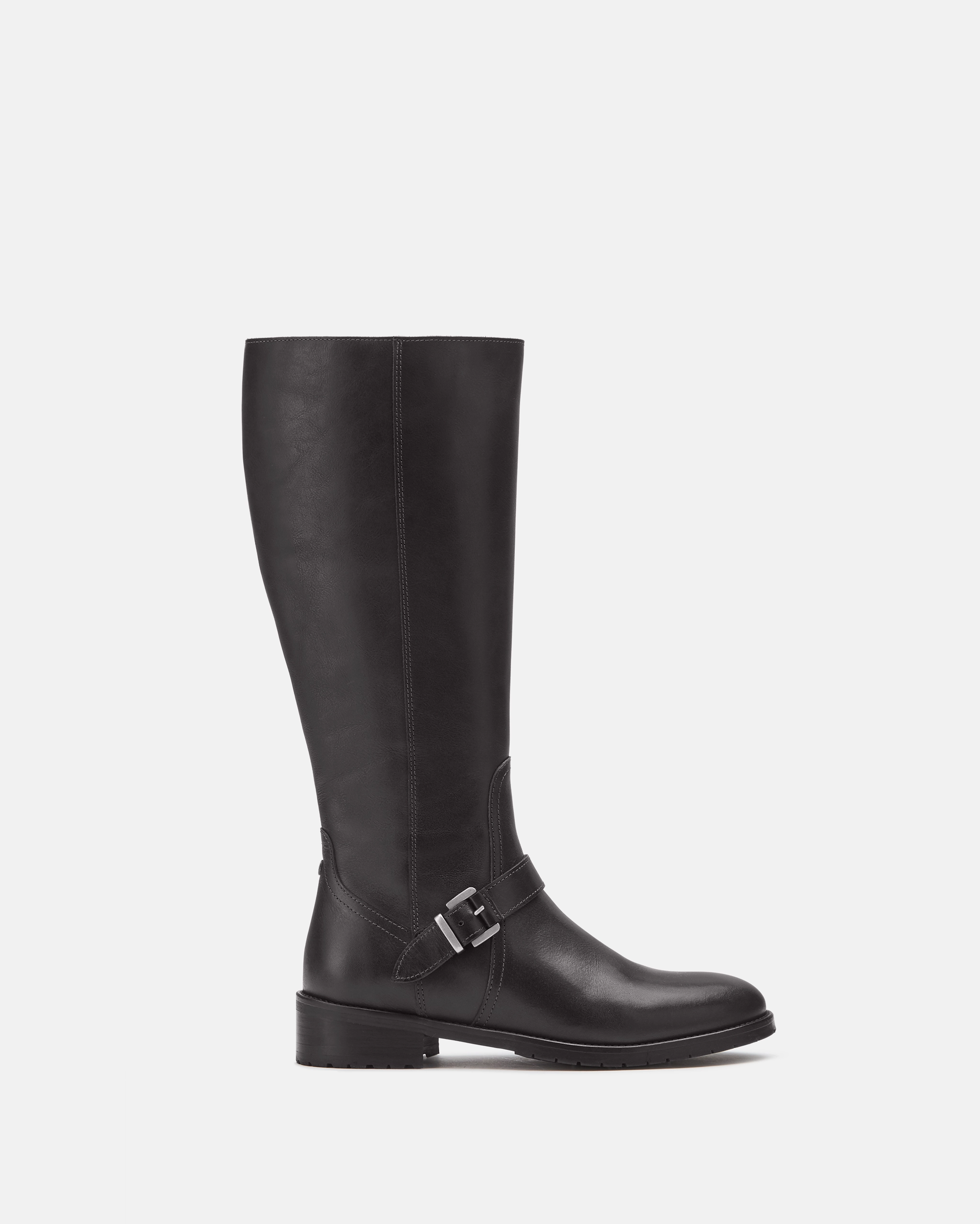 Knee High Rubber Rain Boots Charlotte Knee High Boots in Black Leather