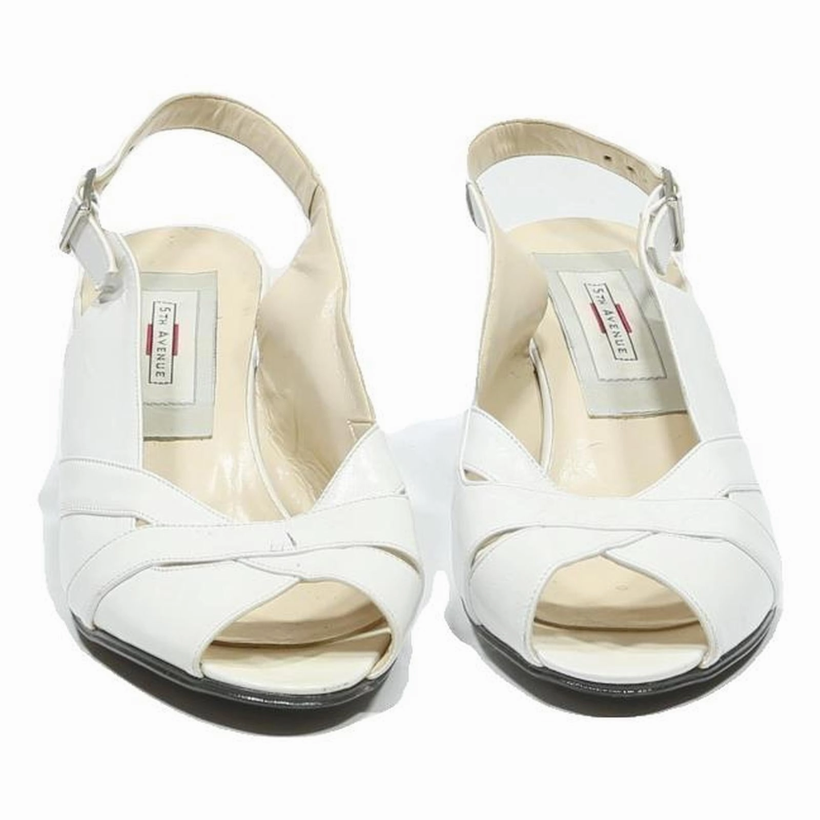 5TH AVENUE Womens White Leather Slingback Heels UK 2 Elegant Classic Design High Heels Winter