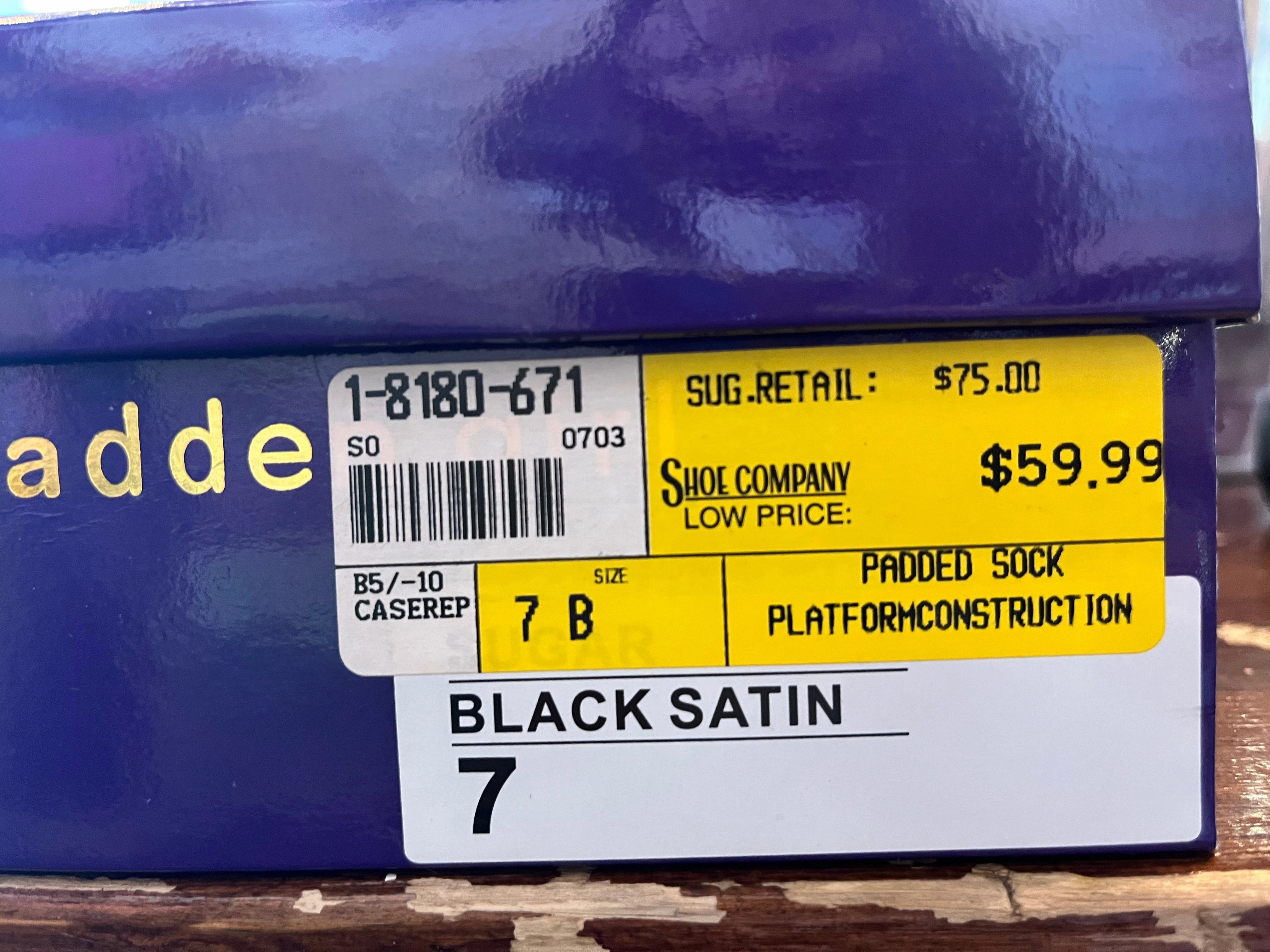 Denim High Heel Shoes Madden Girl Black Flower Heels (Size 7)