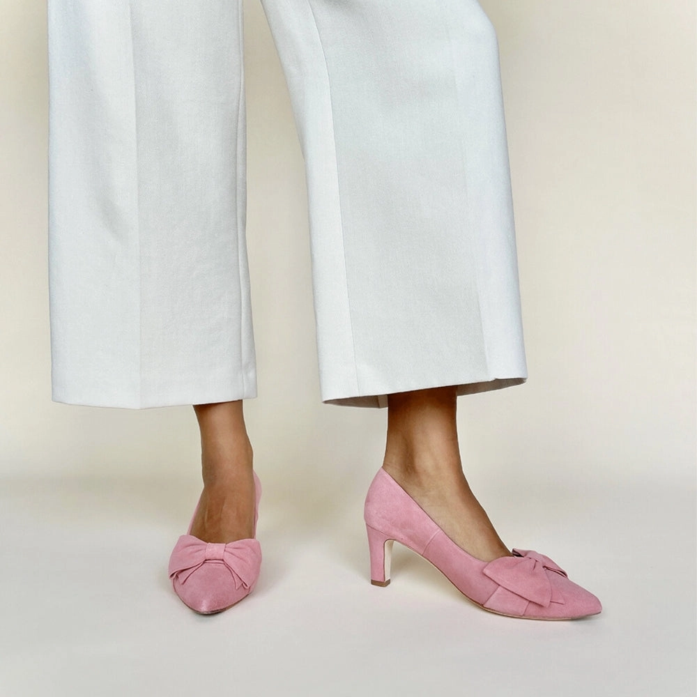 Ankle Strap High Heels Sandals Lori Extra-Wide Fit Court Shoe  Peony Pink Suede