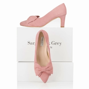 Lori Extra-Wide Fit Court Shoe  Peony Pink Suede High Heel Sole Protector