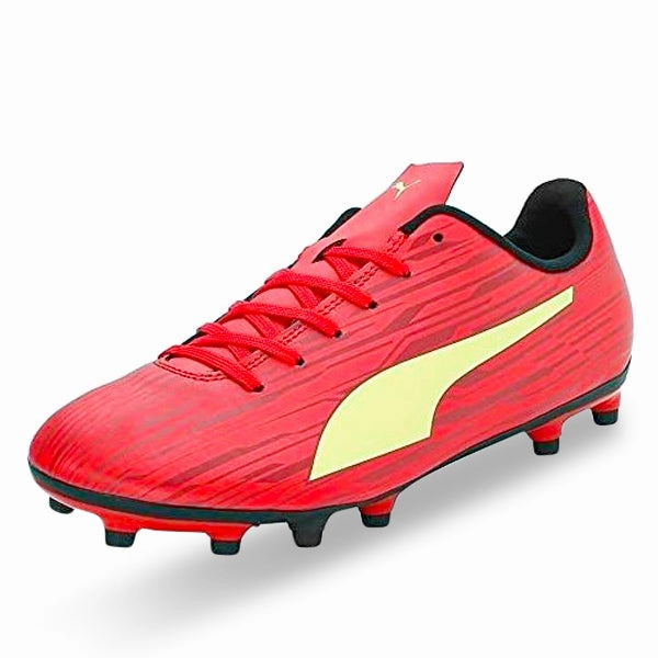 Puma Rapido III FG/AG Soccer Cleats (Red/Fresh Yellow/Chili Pepper) Ultimate Mxsg Soft Ground Soccer Cleat