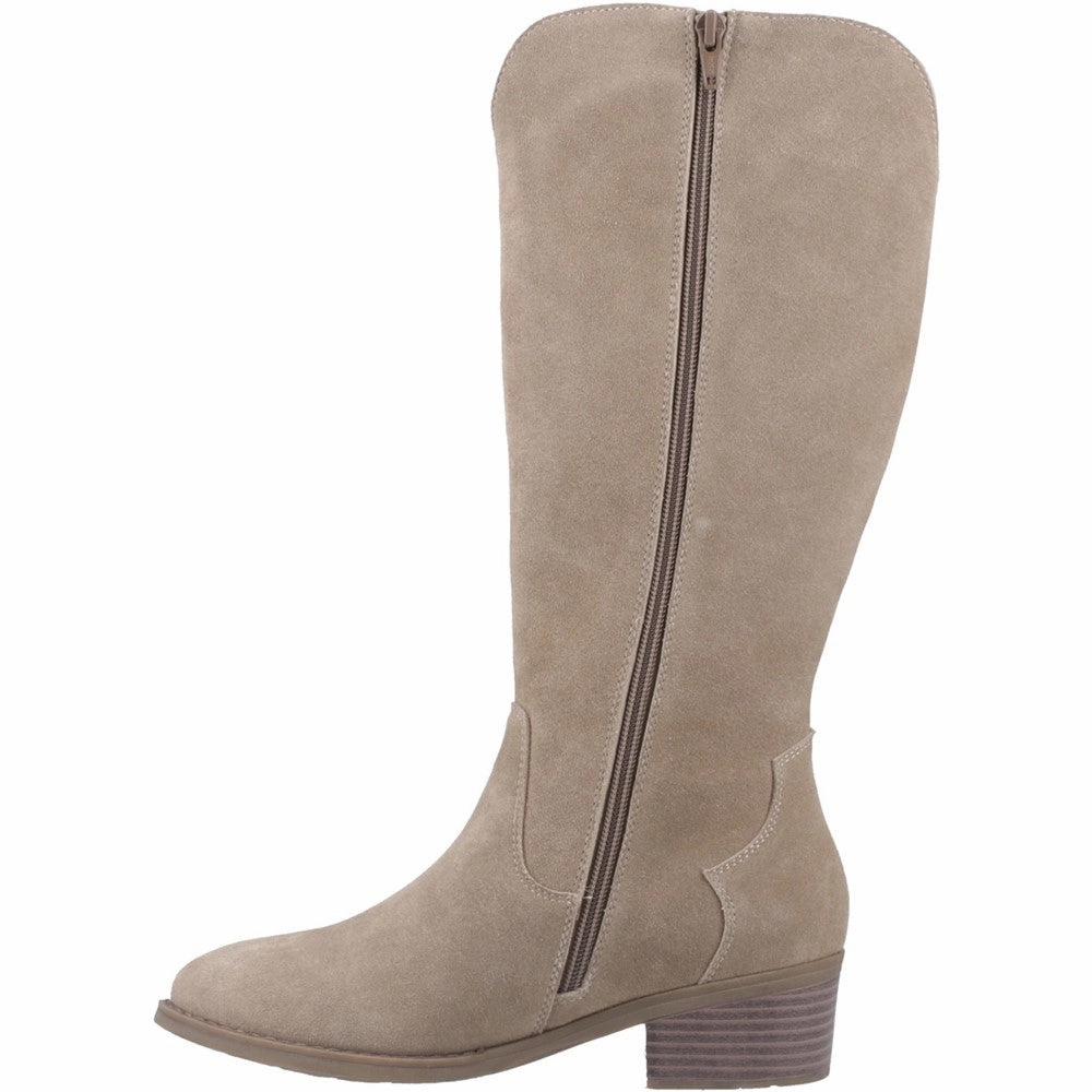 Taupe Isabella Long Boots Knee High White Chunky Boots