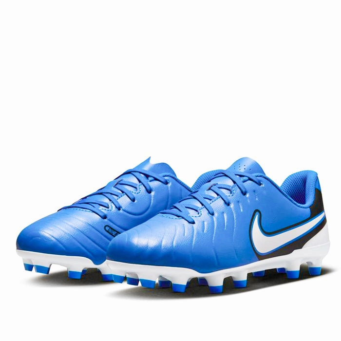 Nike Jr. Legend 10 Club FG/MG Soccer Cleats (Soar/White) Tying Soccer Cleats