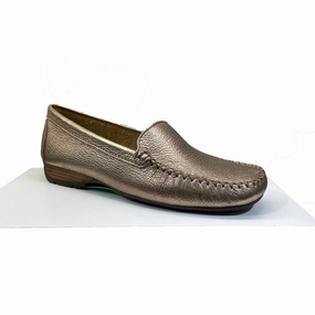 EYS Alice Ladies Gold Leather Loafer Slip On Shoes Formal Shoes Loafers