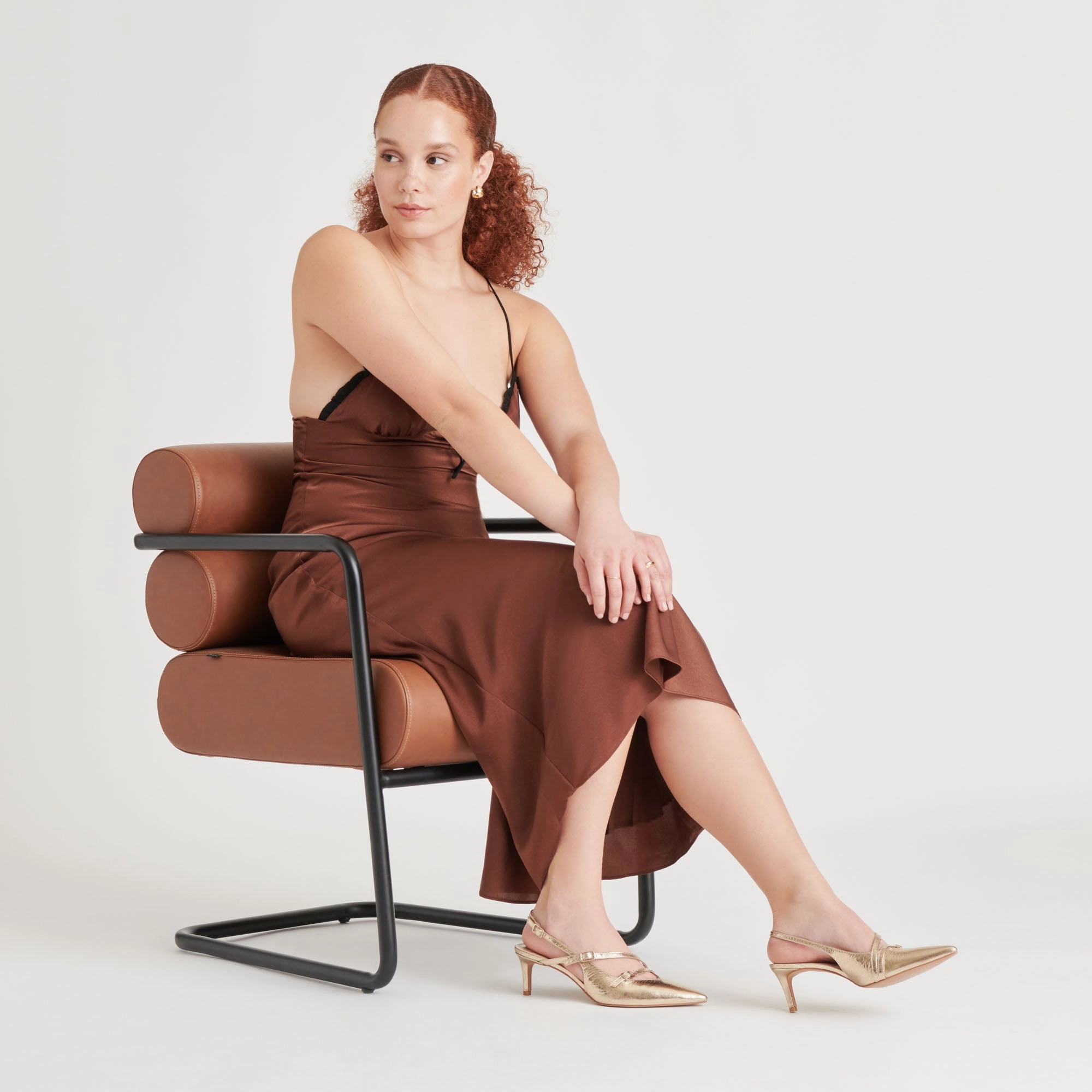 High Heel With Bow PAMLA MID HEELS LIGHT GOLD DISTRESSED LEATHER