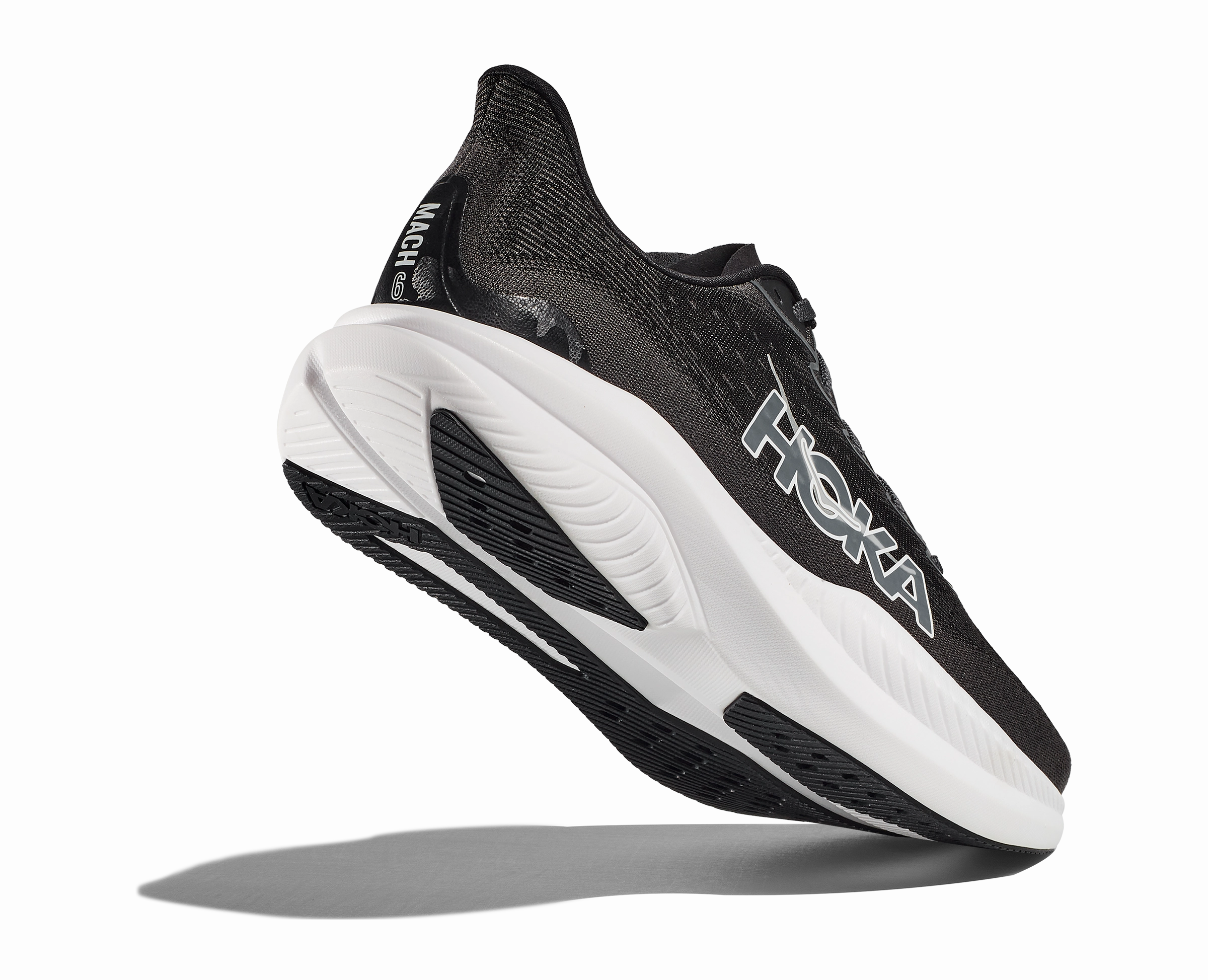 HOKA Men's Mach 6 - BLACK / WHITE (Wide) Running Shoes For Flat Wide Feet