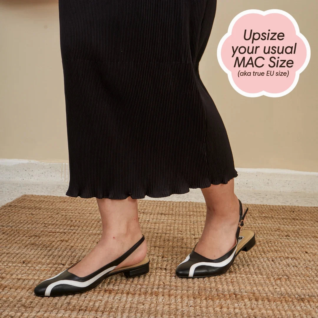 Interchangeable High Heels Feeling It in B&W Ballet Flats (Genuine Leather)